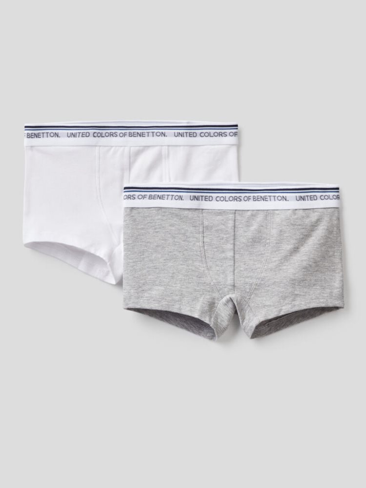 Benetton Two Logoed Elastic Boxers Kinderen Lichtgrijs | BE982592