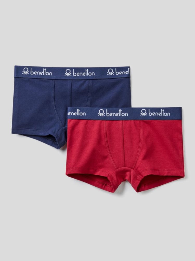 Benetton Two Pairs Of Logoed Elastic Boxers Kinderen Bordeaux | BE313841