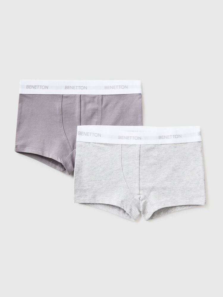 Benetton Two Pairs Of Logoed Elastic Boxers Kinderen Grijs | BE426681