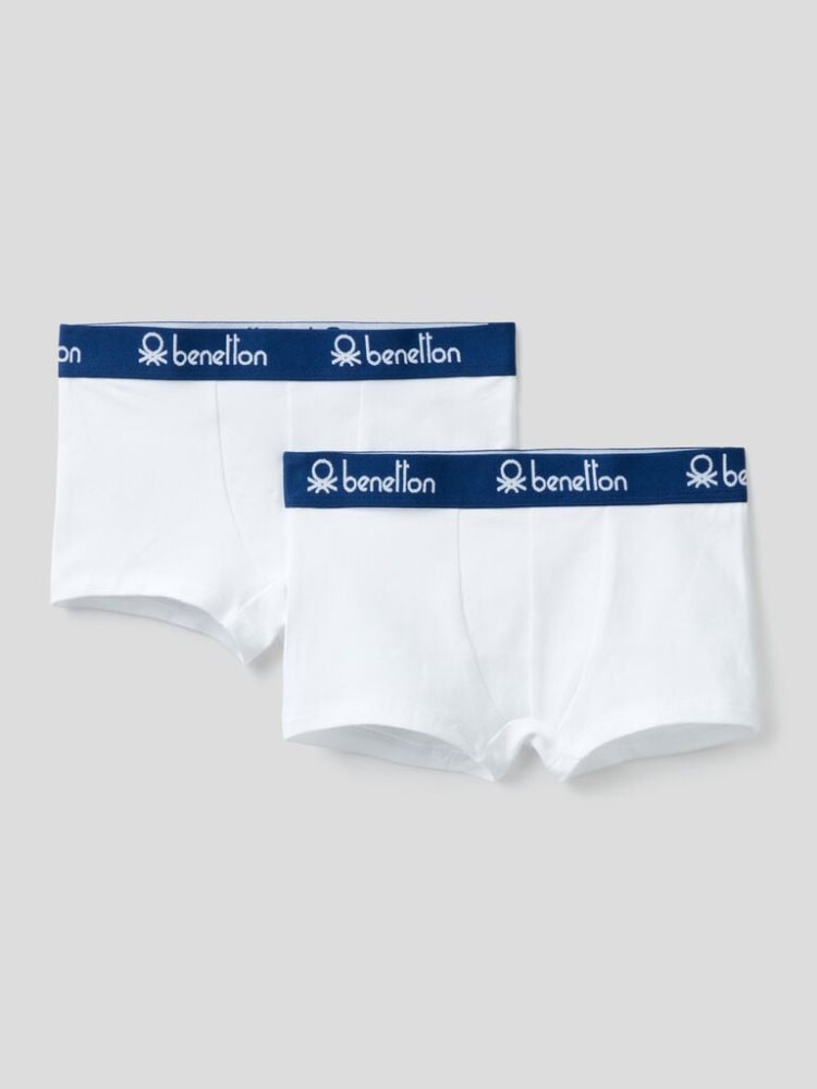 Benetton Two Pairs Of Logoed Elastic Boxers Kinderen Wit | BE686281