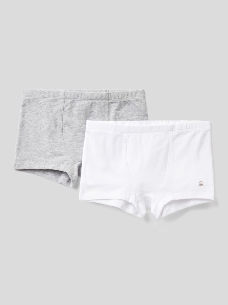 Benetton Two Pairs Of Stretch Katoenen Boxers Kinderen Lichtgrijs | BE448872