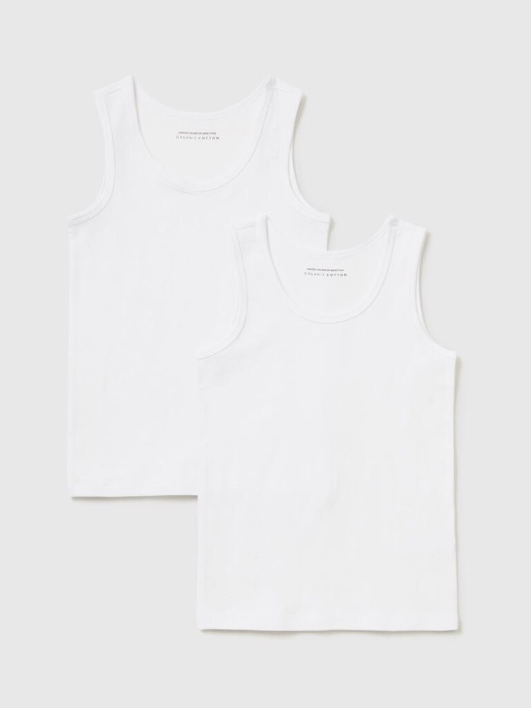 Benetton Two Stretch Organic Katoenen Tanktop Kinderen Wit | BE529463