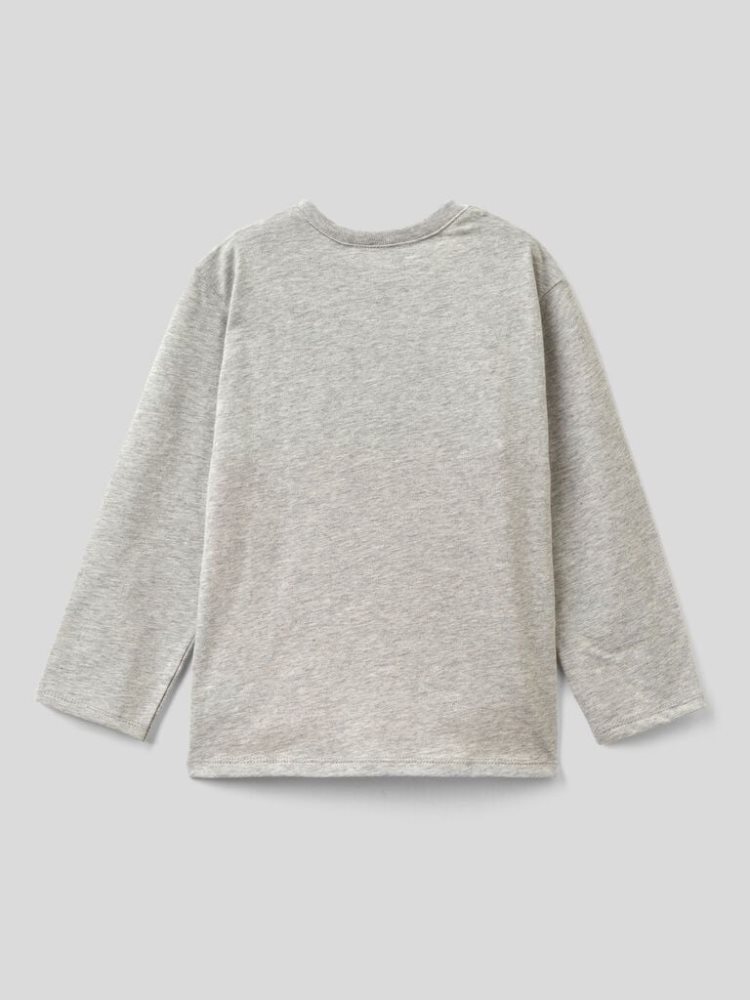 Benetton Two-tone Long Sleeve T-shirts Kinderen Grijs | BE020702