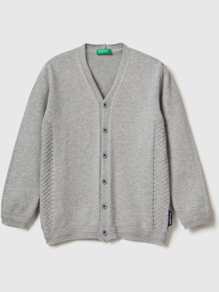 Benetton V-neck Cardigan Kinderen Lichtgrijs | BE973769