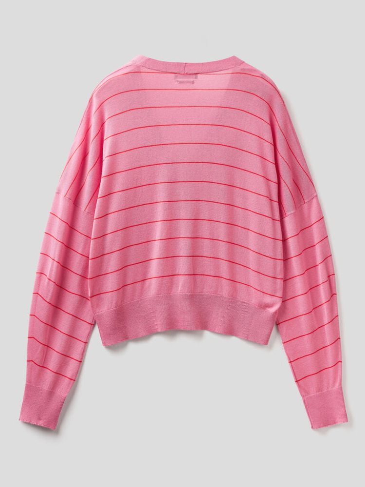 Benetton V-neck Cashmere Blend Cardigan Dames Roze | BE050796