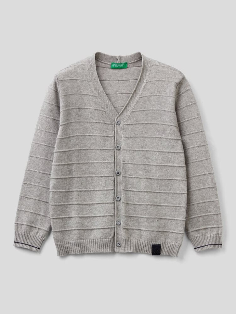 Benetton V-neck Knit Cardigan Kinderen Grijs | BE518729