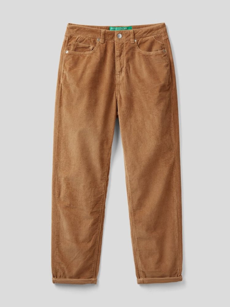 Benetton Velvet Boyfriend Broek Dames Camel | BE961440