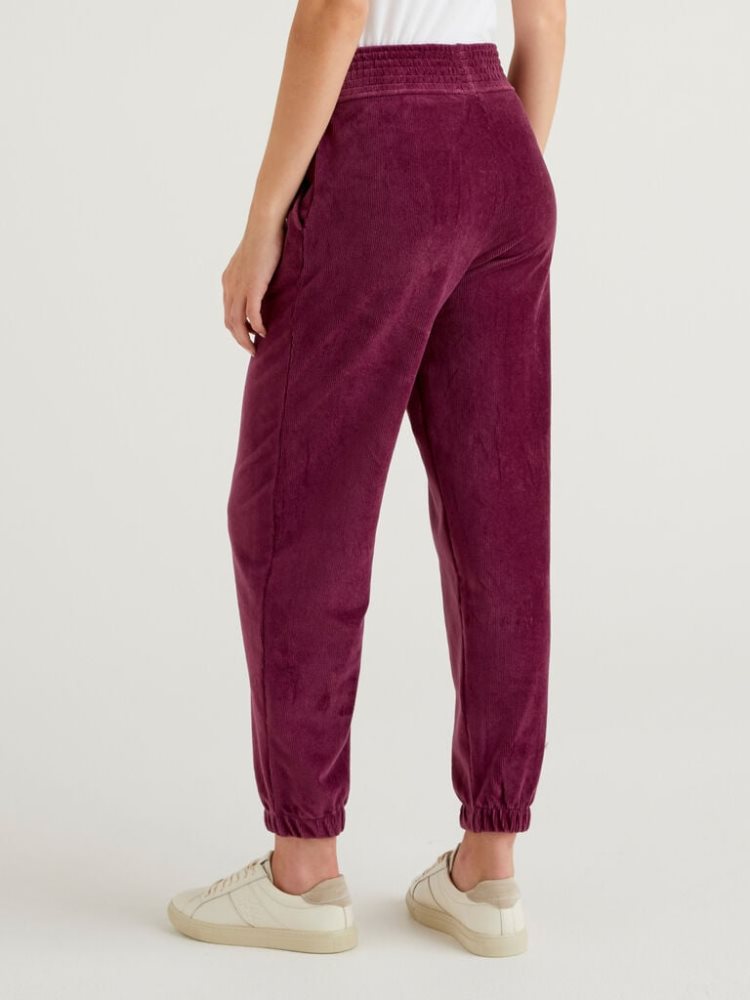 Benetton Velvet Broek Dames Plum | BE292226