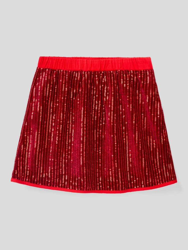 Benetton Velvet Sequins Rokken Kinderen Rood | BE623529