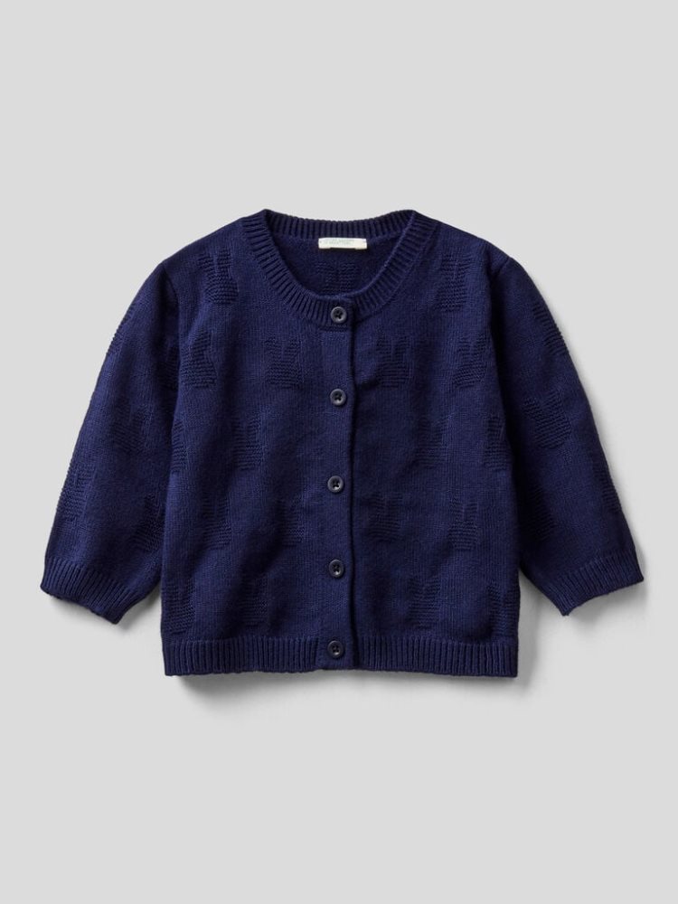 Benetton Viscose Blend Cardigan Kinderen Donkerblauw | BE780745