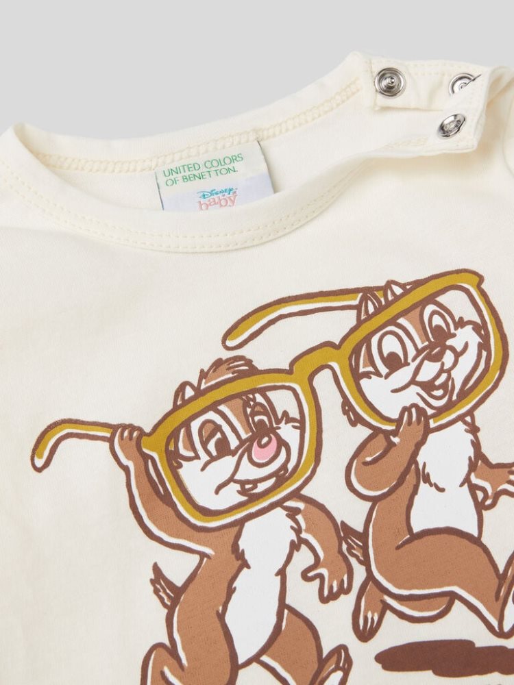 Benetton Warm Chip And Dale Print T-shirts Kinderen Wit | BE347544