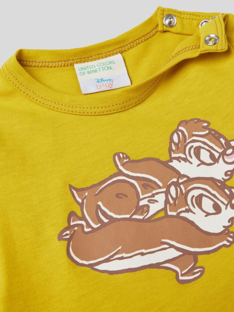 Benetton Warm Chip And Dale Print T-shirts Kinderen Mosterdgeel | BE833214