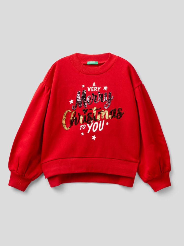 Benetton Warm Christmas Sweatshirt Kinderen Rood | BE826306