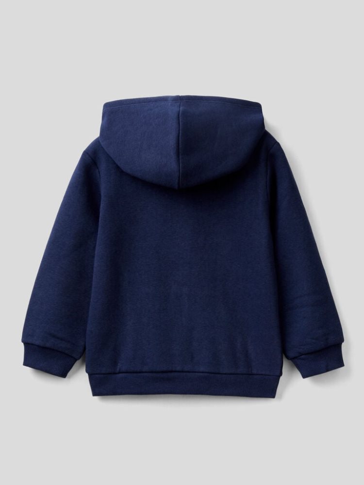 Benetton Warm Embroidered Logo Hoodie Kinderen Donkerblauw | BE029037