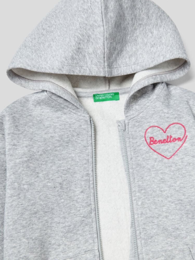 Benetton Warm Embroidered Logo Hoodie Kinderen Grijs | BE428743