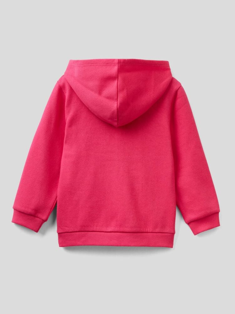 Benetton Warm Embroidered Logo Hoodie Kinderen Fuchsie | BE649464