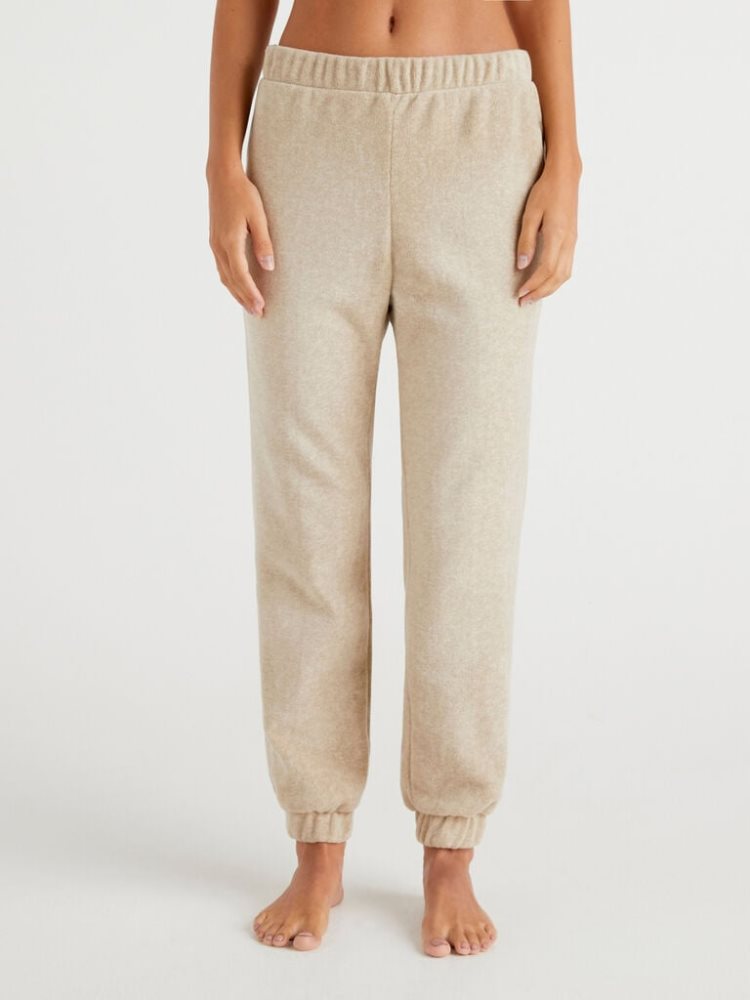 Benetton Warm Fleece Broek Dames Beige | BE670036