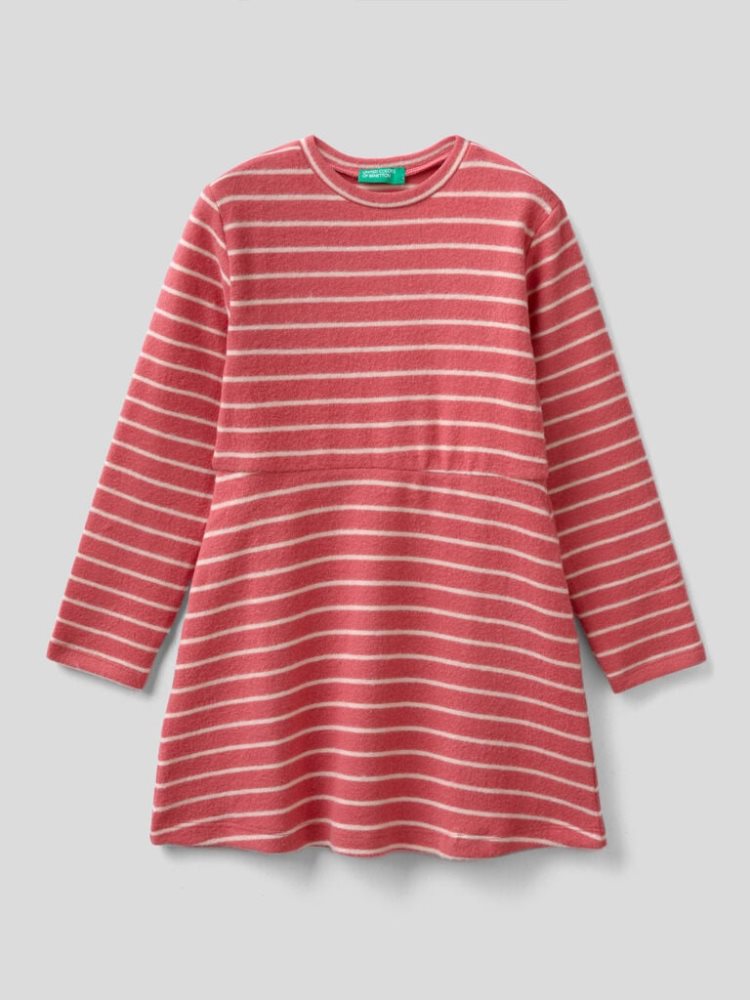 Benetton Warm Gestreept Jurken Kinderen Mauve | BE188293