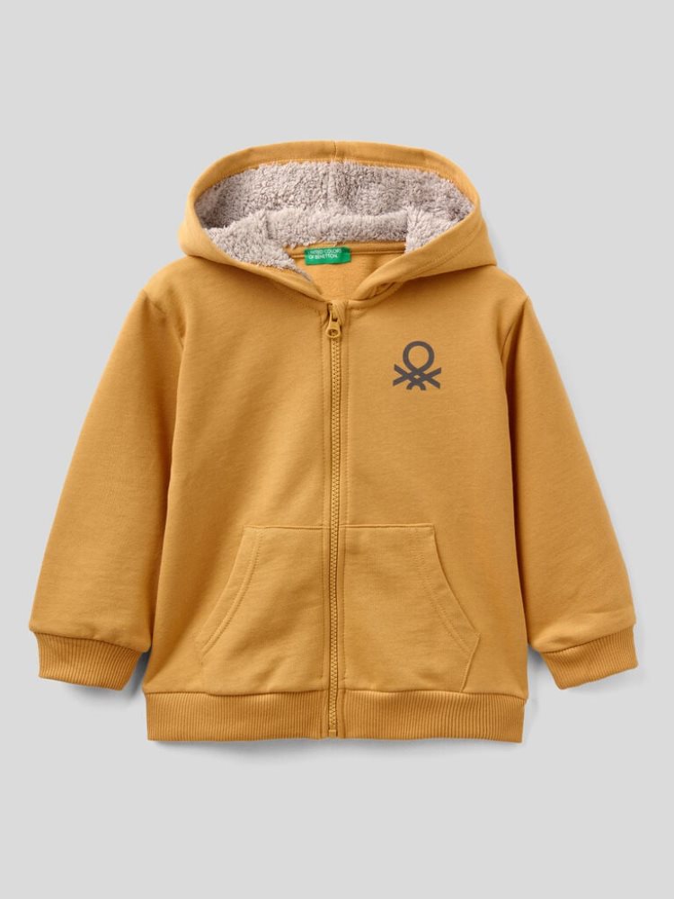 Benetton Warm Gevoerde Hood Hoodie Kinderen Mosterdgeel | BE025611