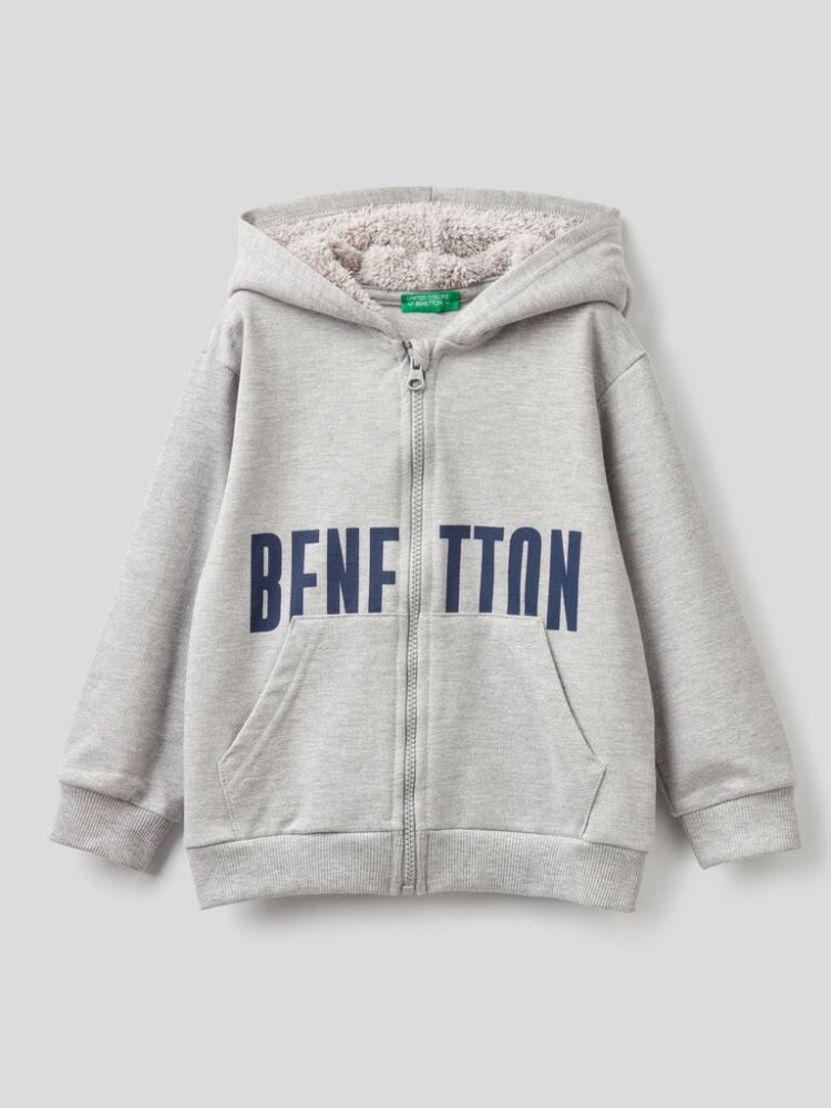 Benetton Warm Gevoerde Hood Hoodie Kinderen Grijs | BE125246