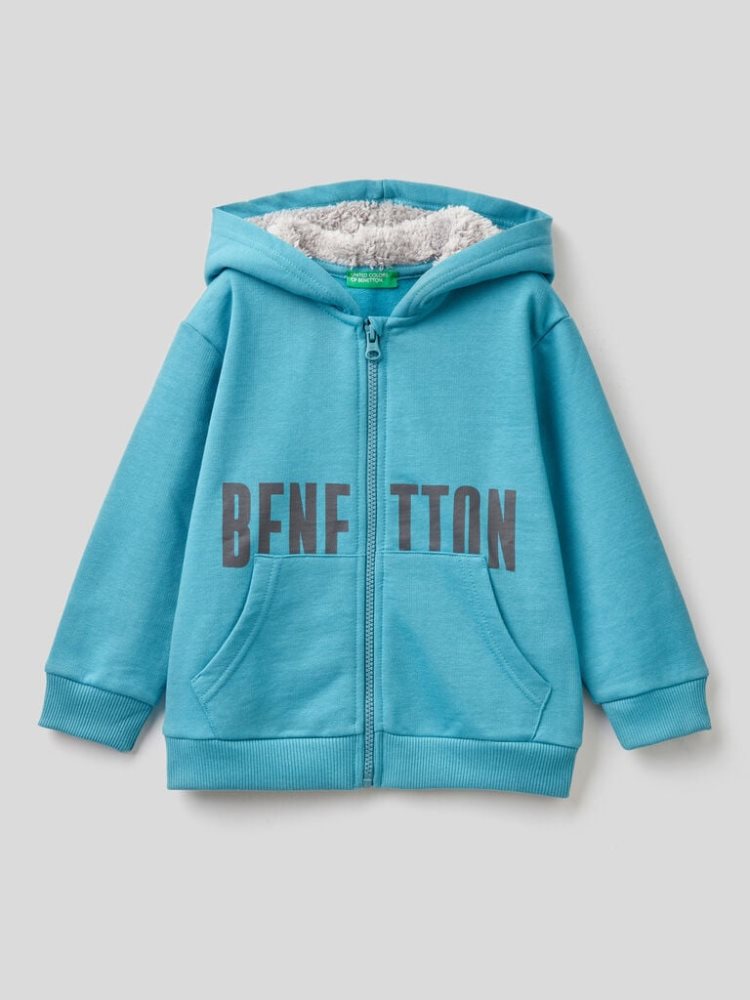 Benetton Warm Gevoerde Hood Hoodie Kinderen Lichtblauw | BE458019