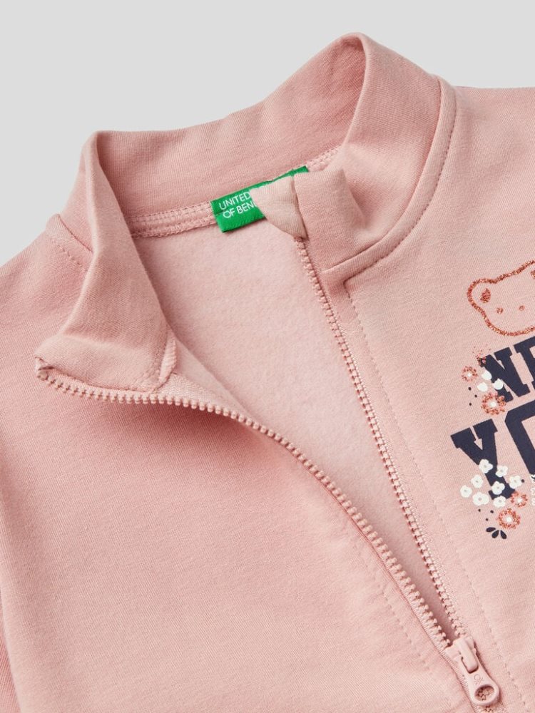 Benetton Warm Glittery Print Sweatshirt Kinderen Roze | BE438855