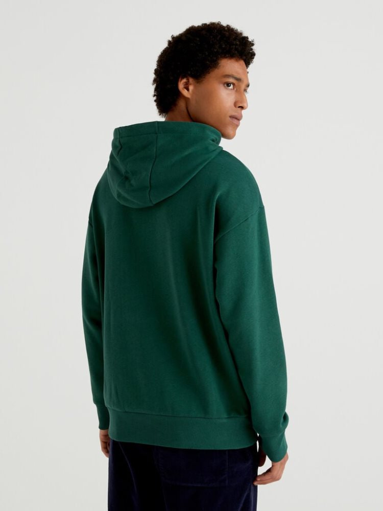 Benetton Warm Hoodie Heren Donkergroen | BE724797