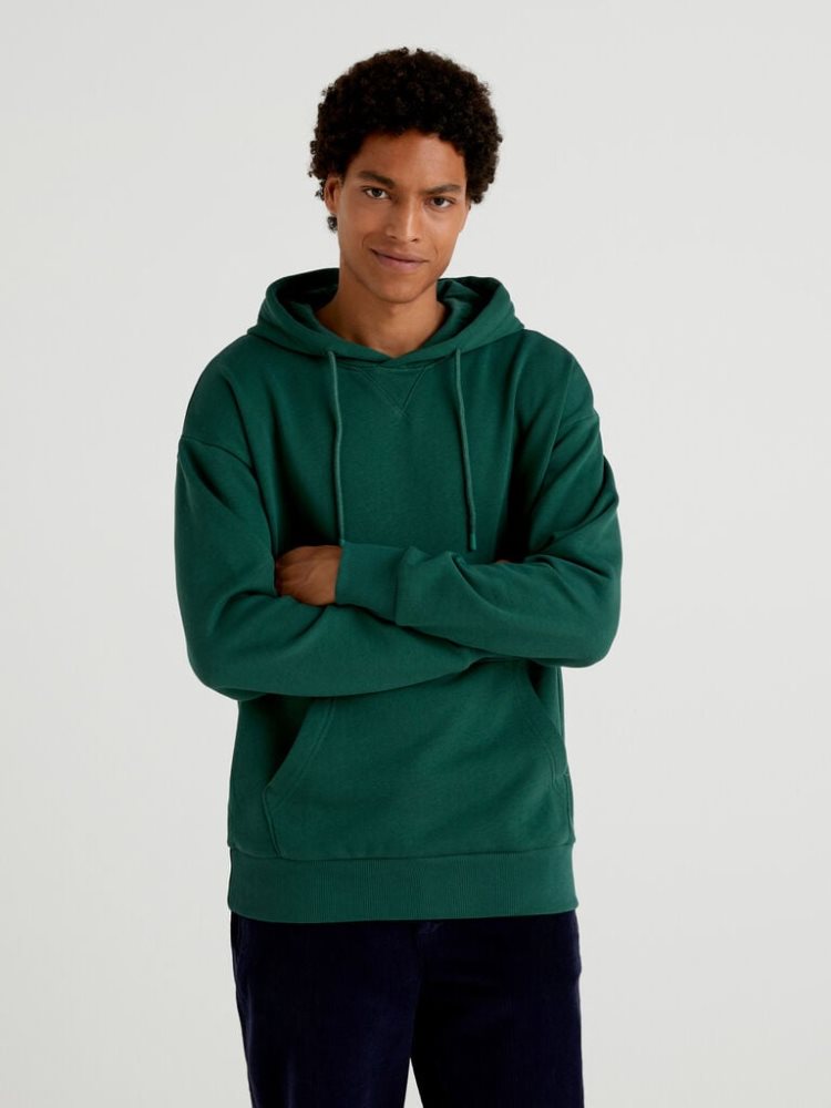 Benetton Warm Hoodie Heren Donkergroen | BE724797