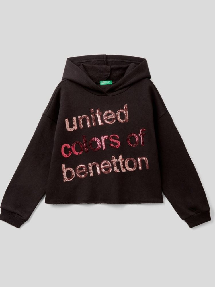 Benetton Warm Hoodie Kinderen Zwart | BE552406