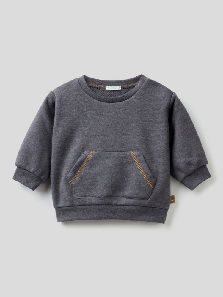 Benetton Warm Kangaroo Pocket Sweatshirt Kinderen Donkergrijs | BE476243