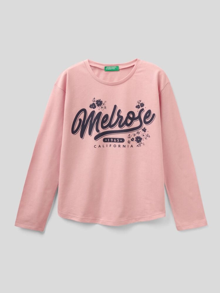 Benetton Warm Katoenen Long Sleeve T-shirts Kinderen Roze | BE056828