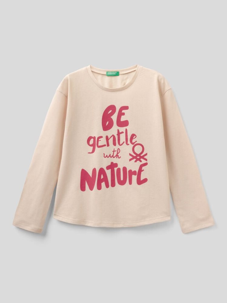 Benetton Warm Katoenen Long Sleeve T-shirts Kinderen Wit | BE273800