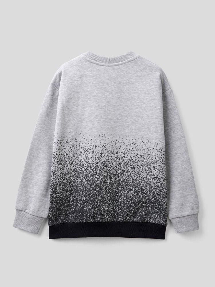 Benetton Warm Katoenen Print Sweatshirt Kinderen Grijs | BE664426