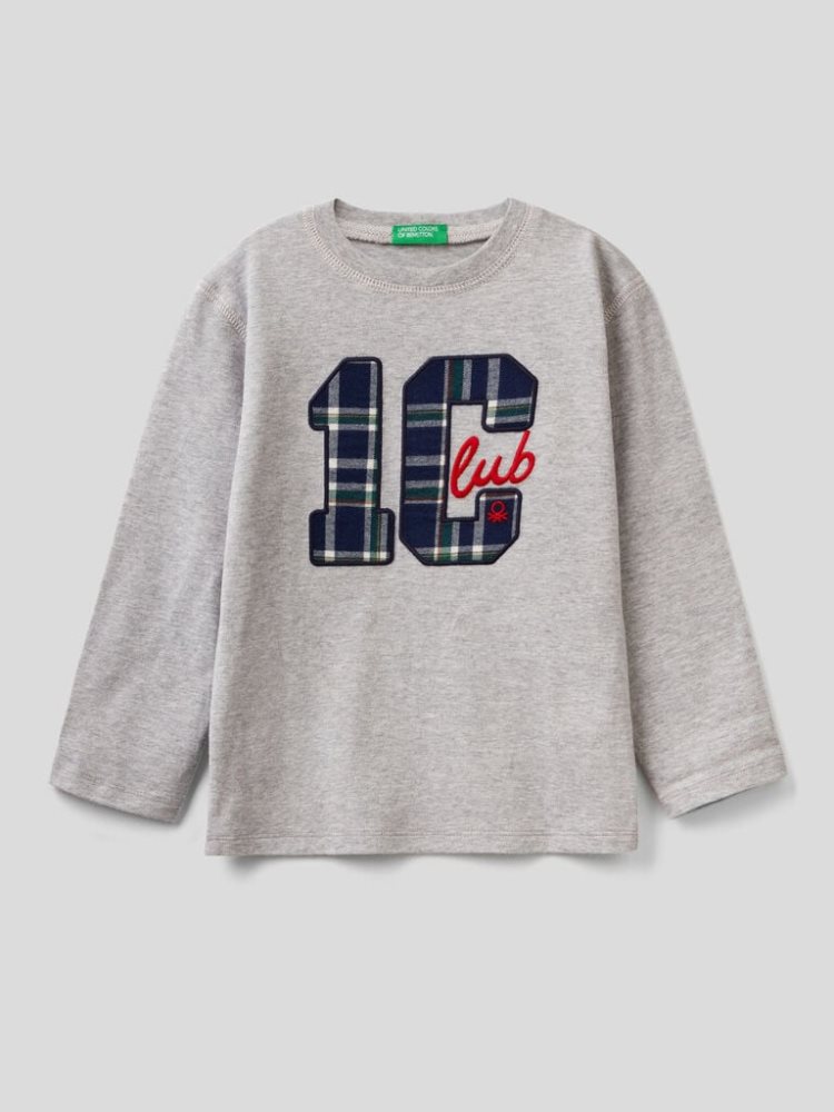 Benetton Warm Katoenen & Viscose Long Sleeve T-shirts Kinderen Grijs | BE060409