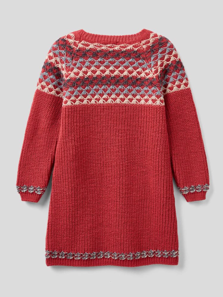 Benetton Warm Knit Jurken Kinderen Strawberry | BE958448