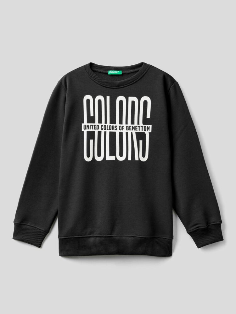 Benetton Warm Logo Sweatshirt Kinderen Zwart | BE453436