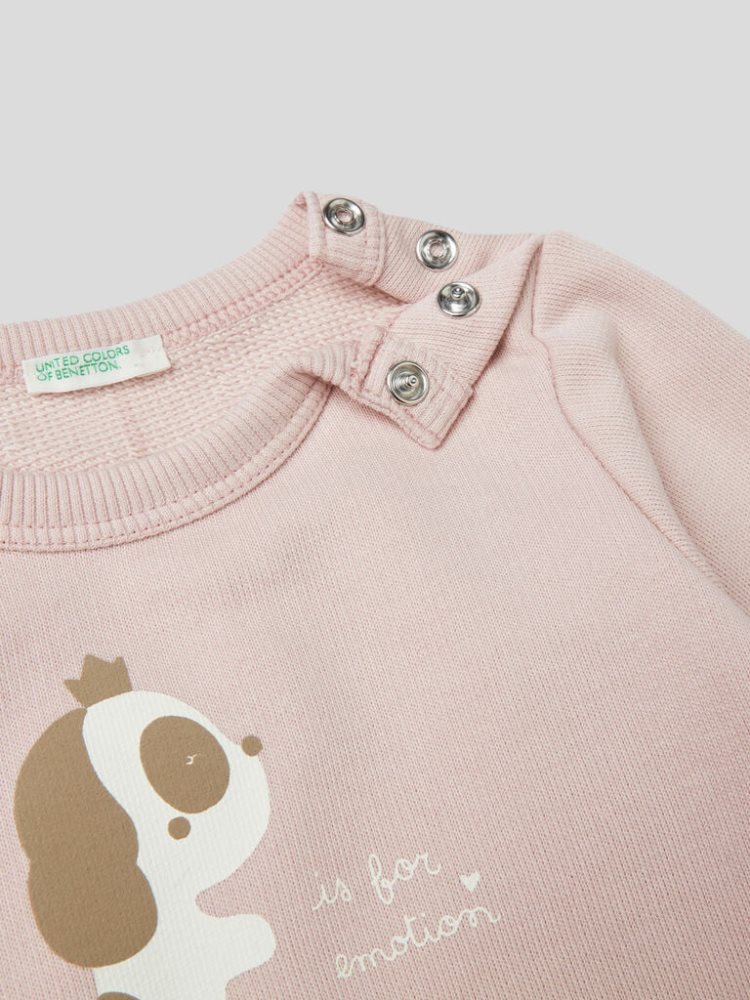 Benetton Warm Organic Katoenen Print Sweatshirt Kinderen Roze | BE281332