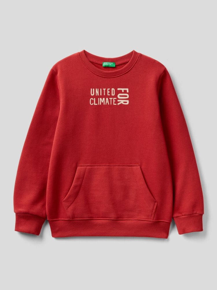 Benetton Warm Print Sweatshirt Kinderen Rood | BE511907