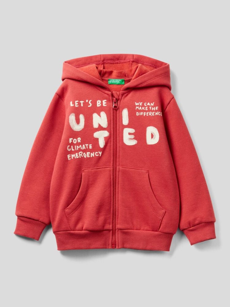 Benetton Warm Printed Hoodie Kinderen Rood | BE271125