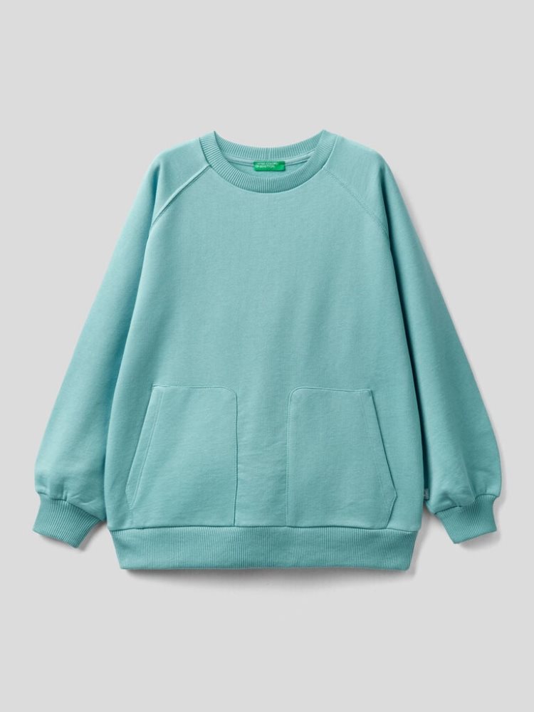 Benetton Warm Raglan Sleeves Sweatshirt Kinderen Lichtblauw | BE159790