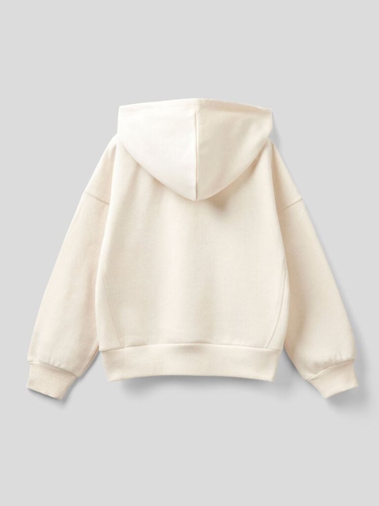 Benetton Warm Recycled Fabric Hoodie Kinderen Beige | BE658773