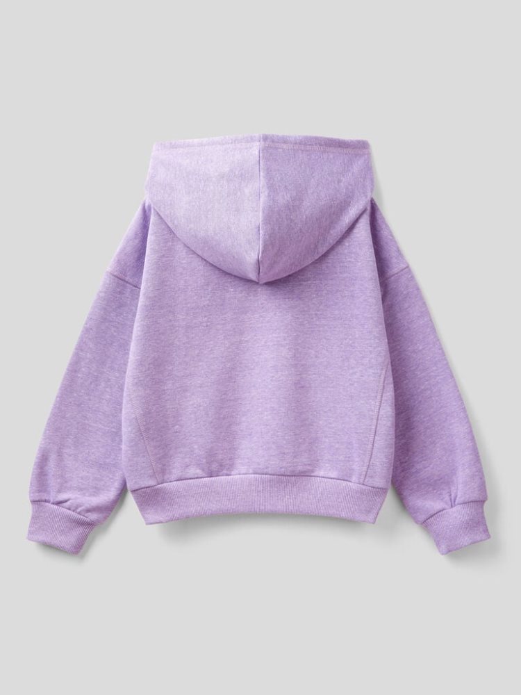 Benetton Warm Recycled Fabric Hoodie Kinderen Lilac | BE713730