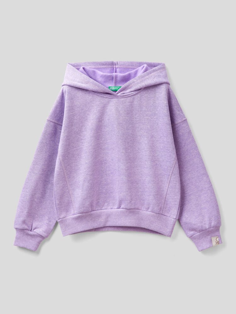 Benetton Warm Recycled Fabric Hoodie Kinderen Lilac | BE713730