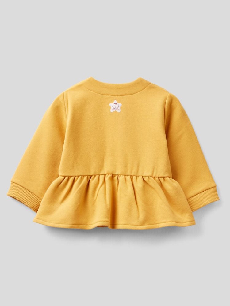 Benetton Warm Ruffles Hoodie Kinderen Geel | BE032027