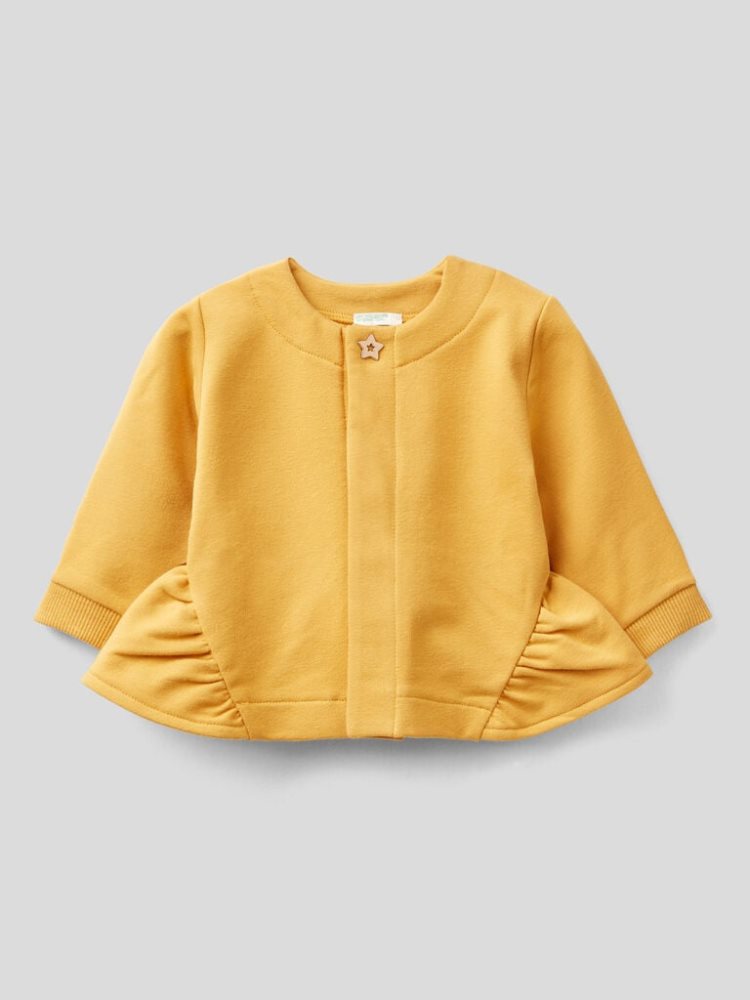 Benetton Warm Ruffles Hoodie Kinderen Geel | BE032027