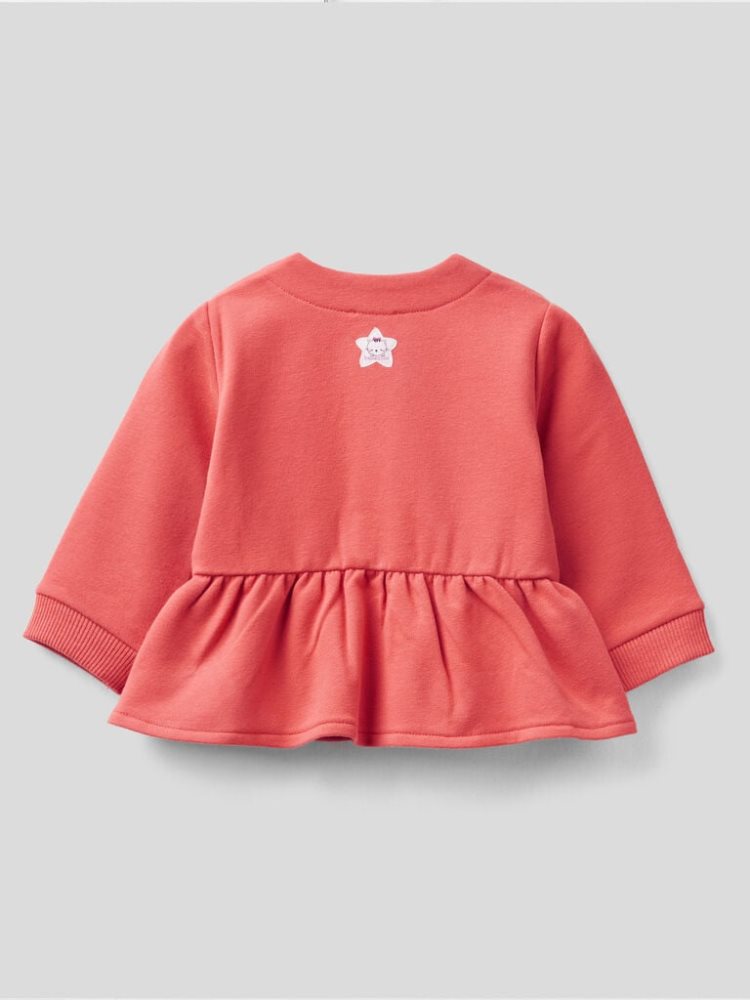 Benetton Warm Ruffles Hoodie Kinderen Rood | BE050952