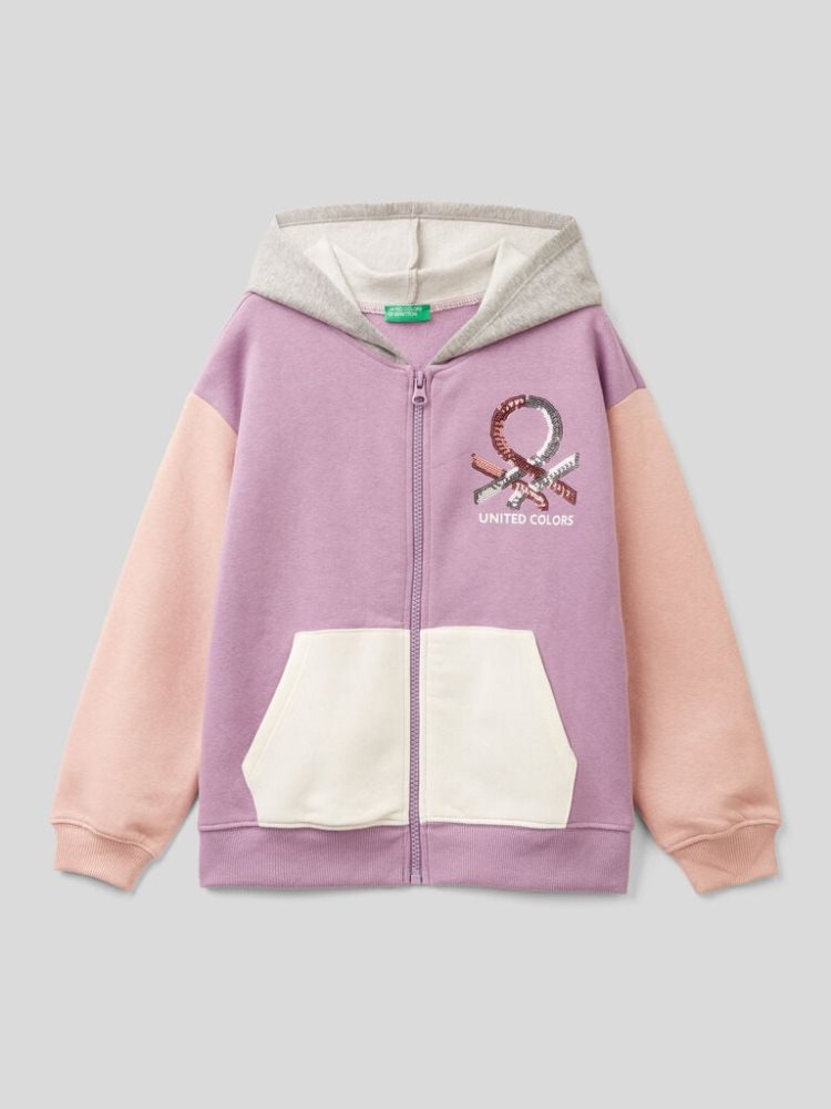 Benetton Warm Sequins Hoodie Kinderen Lilac | BE485816