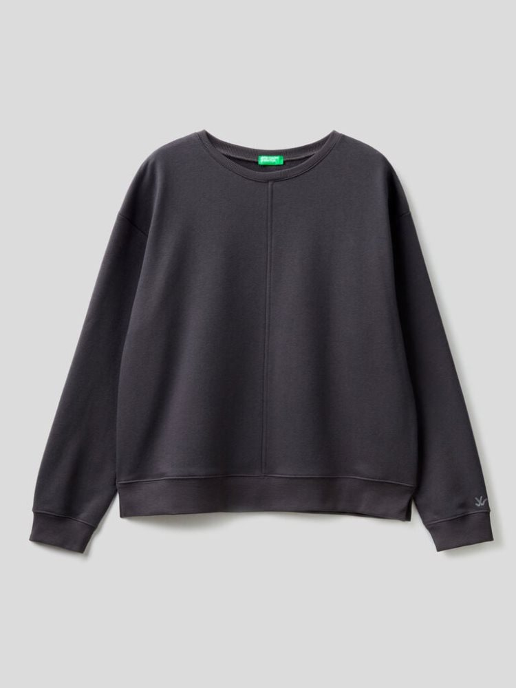 Benetton Warm Side Slits Sweatshirt Dames Zwart | BE805098