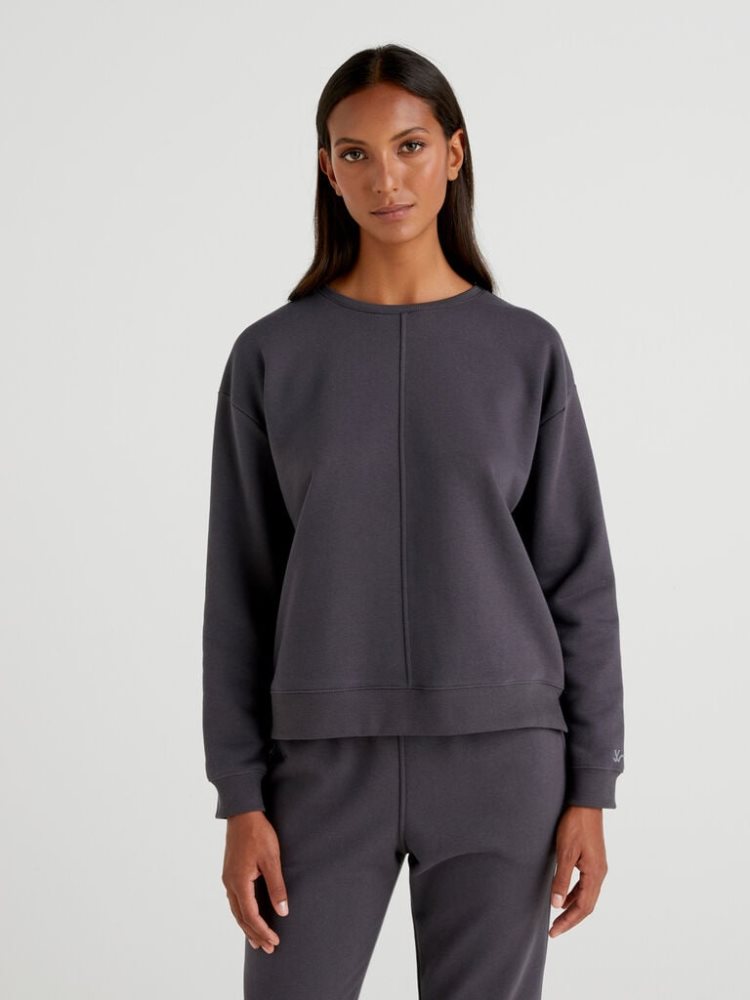 Benetton Warm Side Slits Sweatshirt Dames Zwart | BE805098