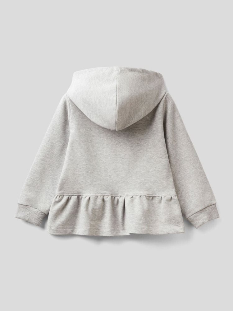 Benetton Warm Zip And Flounce Hoodie Kinderen Grijs | BE216371